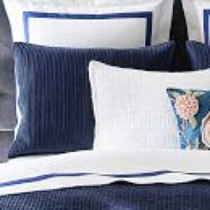 New Pottery Barn Velvet Channel Quilted Standard Sham Set (2), Twilight Blue